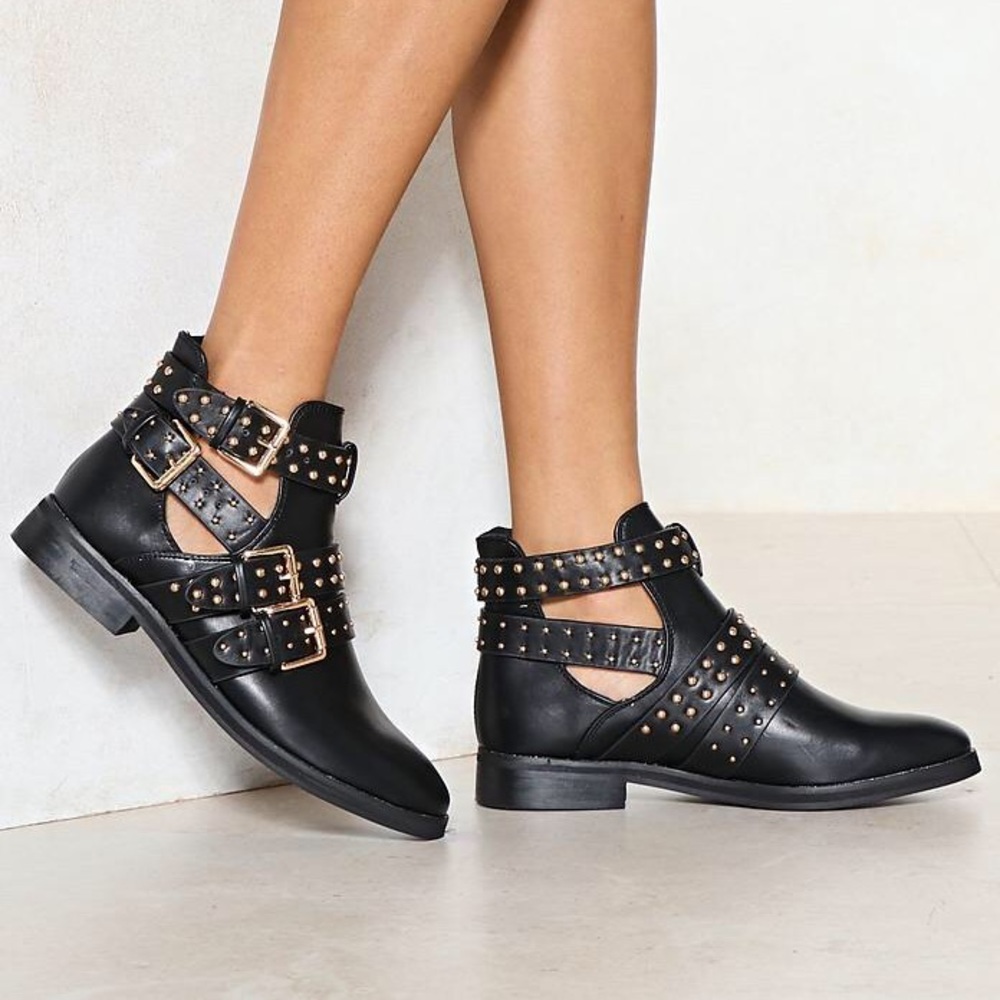 Studded Cut Out Ankle Boot